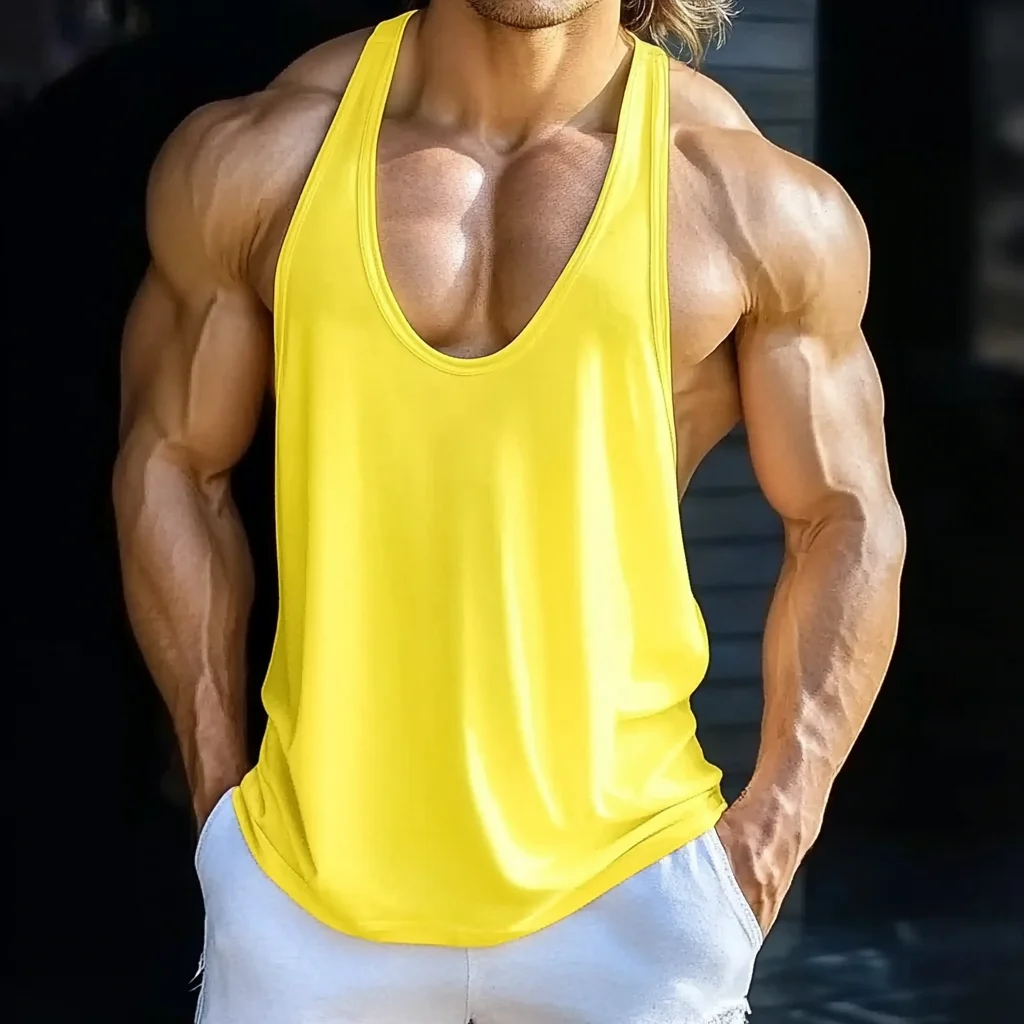  Yellow Muscle Tank Top-inspireuse
