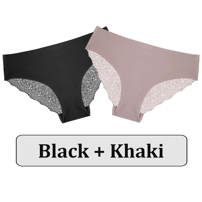 2PCS/Set Lace Panties Women Underwear Seamless Lingerie Sexy Panties Female Underpants Briefs Floral Lace Patchwork Woman Pantys