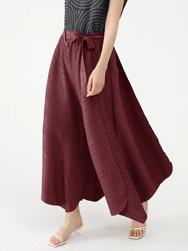 Wide Leg Loose Drawstring Pleated Tiered Casual Pants Bottoms