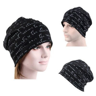 CUHAKCI Turban Cap Female Skullies Casual Thin Beanie Hat Letter Hat Unisex Hip-Hop Hats Men Headwear Cotton Beanies