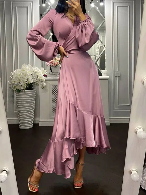 elegant satin sophisticated temperament dress