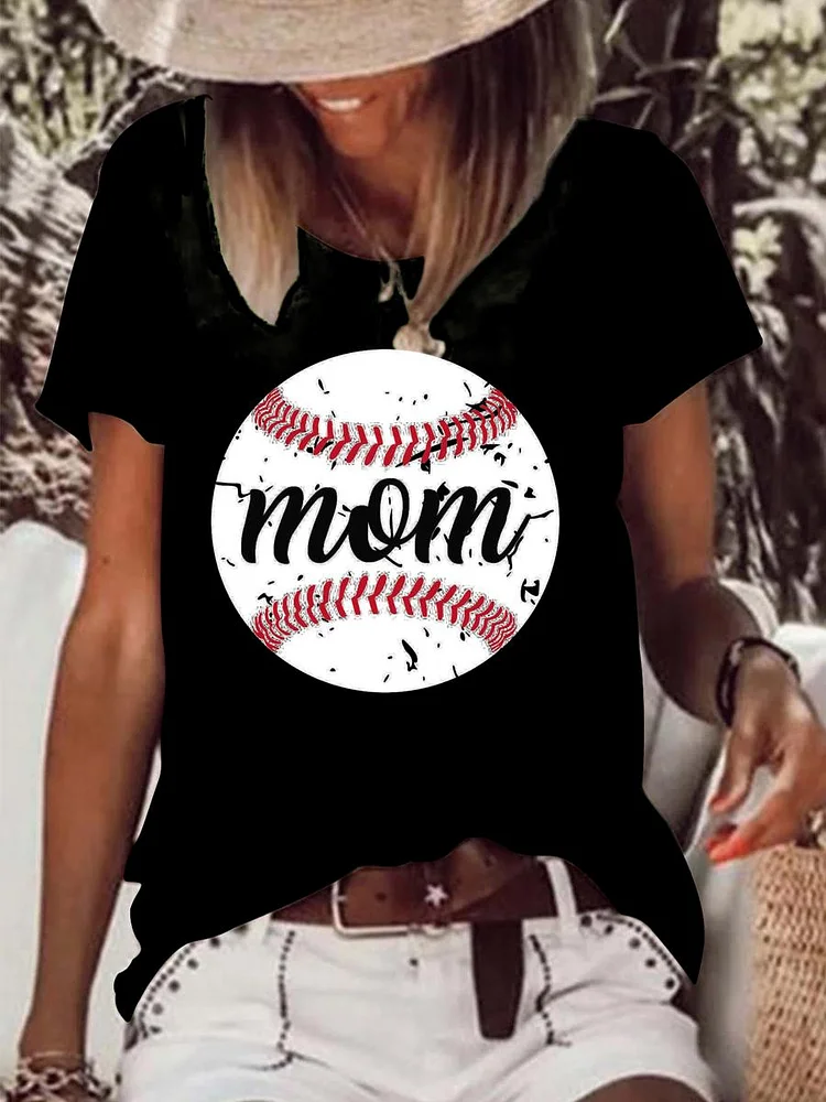 Baseball mom Raw Hem Tee-Annaletters