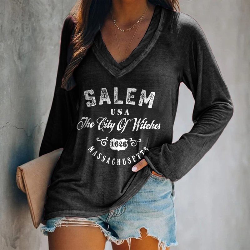 Salem USA The City Of Witches Printed T-shirt