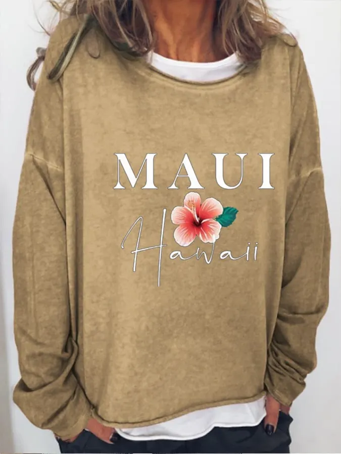 Maui Strong Print Casual Sweatshirt