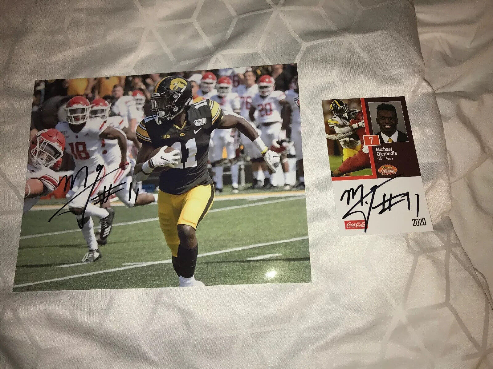 Michael Ojemudia Iowa signed autograph 8x10 football Photo Poster painting Senior Bowl Card D