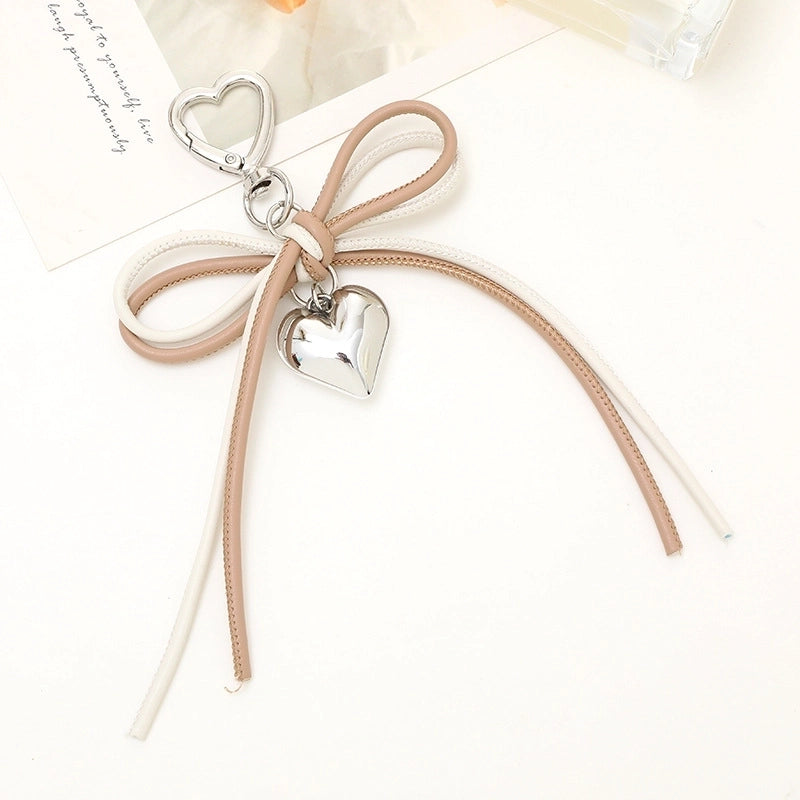 Sweet Heart Shape Bow Knot Pu Leather Zinc Alloy Keychain