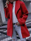 Simple Solid Color Lapel Collar Buttoned Loose Casual Woolen Outerwear