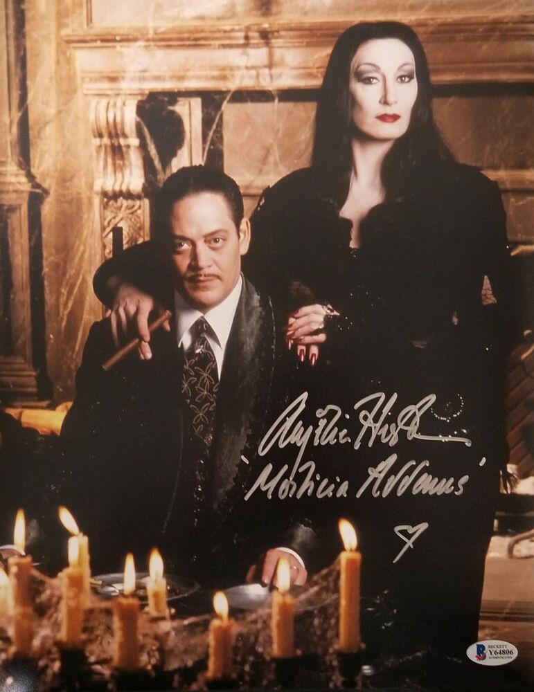 Anjelica Huston signed and Inscribed 11x14 Addams Family Photo Poster painting BAS AUTO