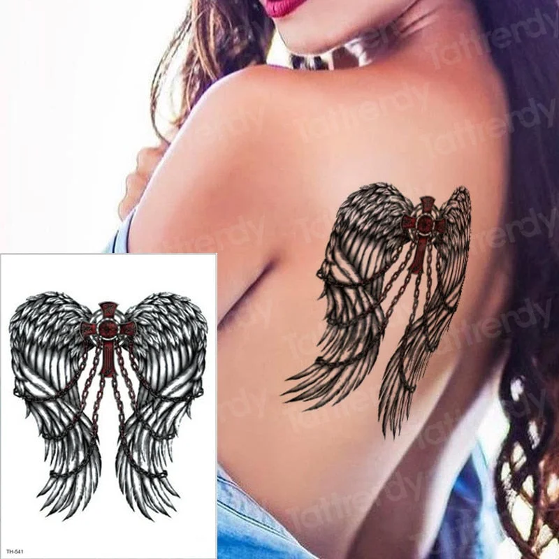 temporary tattoo sheet tatoo temporary stickers angel wing tattoos girl sexy thigh arm tattoo black sleeve tatto boys men decal