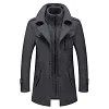 Men's Gentle Removable Double Collar Cold-Resistant Pocket Plus Size Wool Coat Jacket
