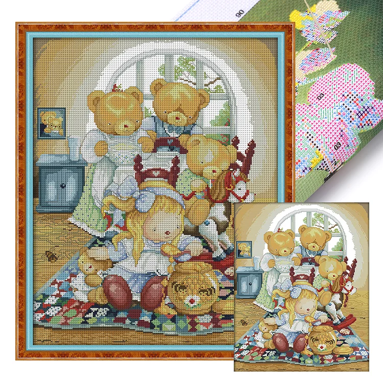 Joy Sunday-Little Bear'S House 14CT (41*50CM) Stamped Cross Stitch gbfke