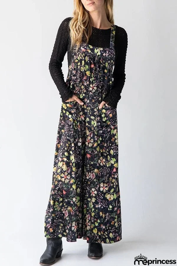 Comfy and Cute Velvet Tie-Back Pocketed Wide Leg Overalls
