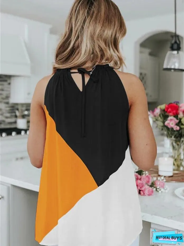 Halter Straps Contrast Color Vest T-shirt Top