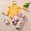 Baby Girls Khaki Broken Flower 3 Pcs Sets