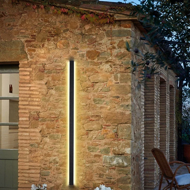 Black Long Strip Metal Waterproof Dimmable Modern Outdoor Wall Lights - Appledas