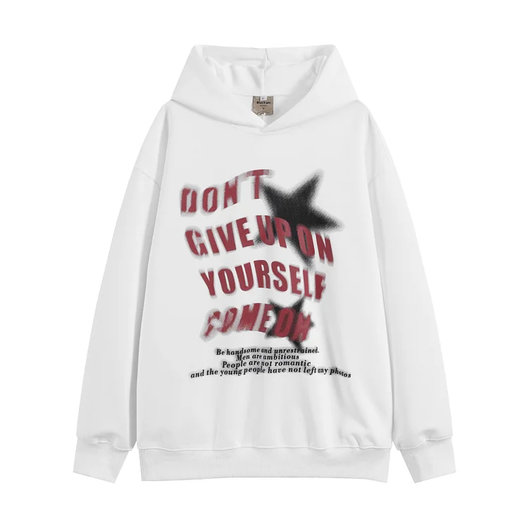 Star Letters Hooded Sweatshirt Loose Casual Sweatshirt at Hiphopee