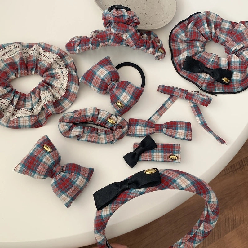 Vintage Style Lady Women's Lattice Bow Knot Cloth Hair Clip Hair Band Hair Claws