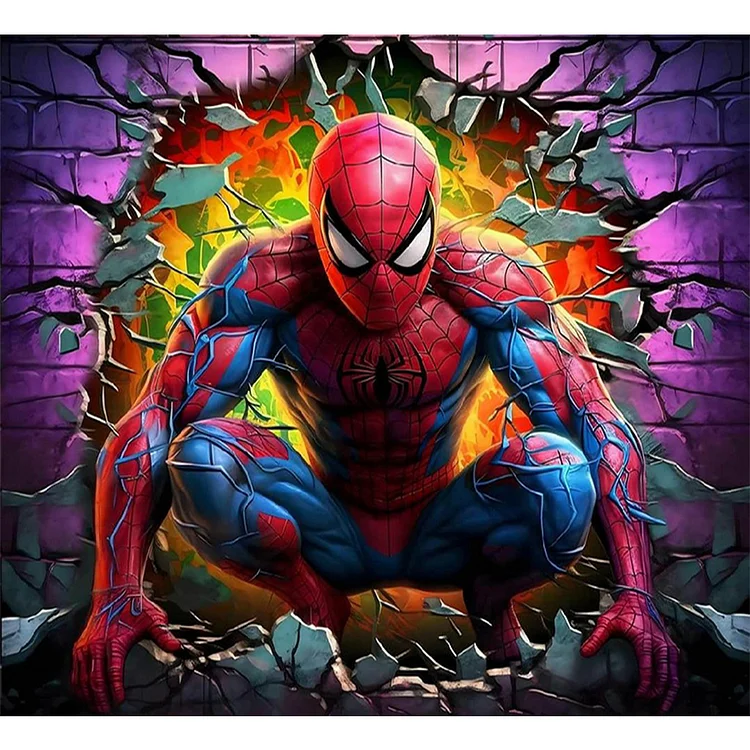 Superhero In Action Spiderman 55*50CM(Canvas) Full Round Drill Diamond Painting gbfke