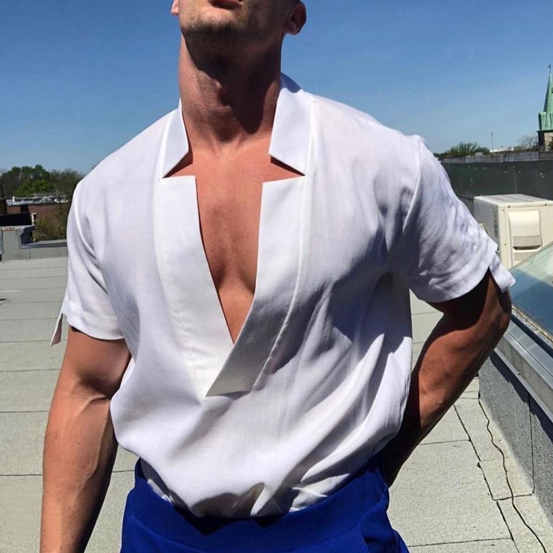 Men's Minimalist Casual Short-sleeved Shirt、、URBENIE