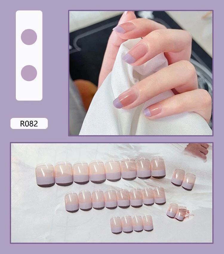 French Nails Art Tips Fake Nail Press on False with Glue Designs Set Full Cover Artificial Box Short Display Kiss Stick Square