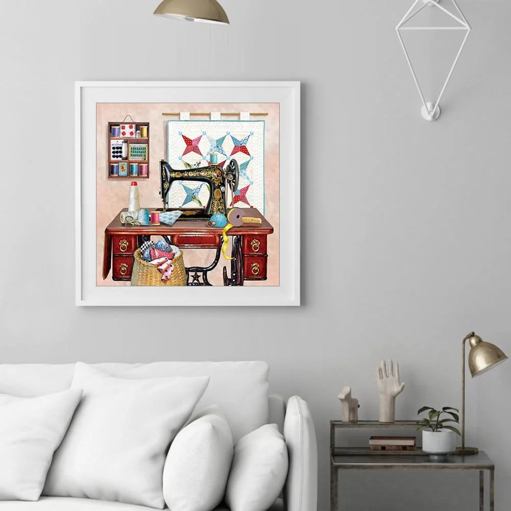 Diamond Painting - Full Round Drill - Sewing Machine(30*30cm)