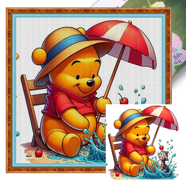 『YiShu』Pooh Bear with Cat - 11CT Stamped Cross Stitch(50*50cm)