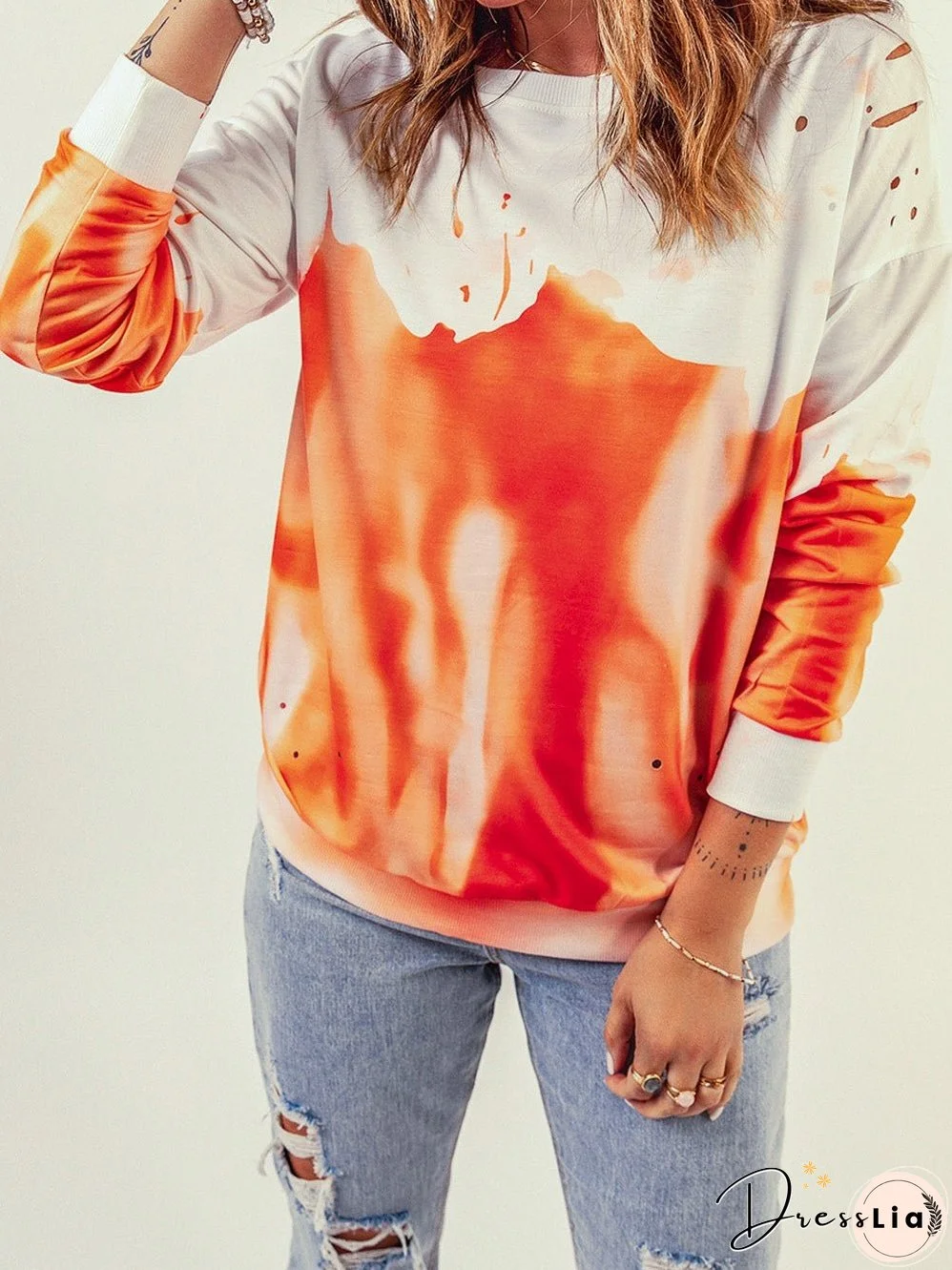 Maverick Orange Tie-dye Pullover Sweatshirt