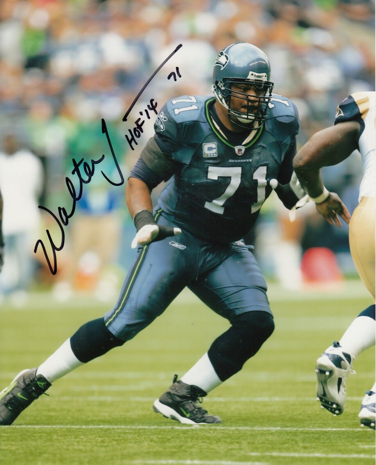 Walter Jones Pose 4 HOF 8x10 Signed Photo Poster painting w/ COA Seattle Seahawks