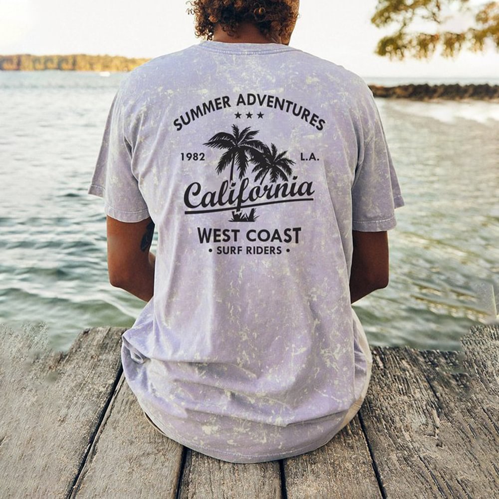 Summer Surf Retro Casual Tee、、URBENIE