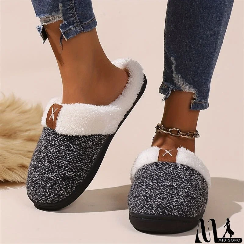MidiSono - Comfortable Fleece Lined Home Slippers for Women Men