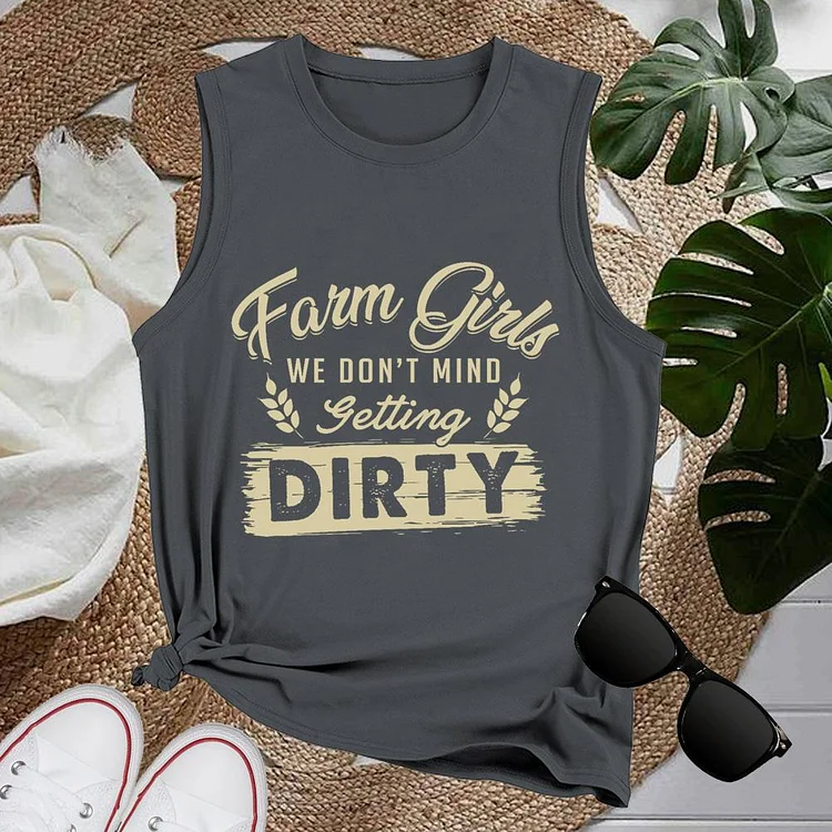 🥰Best Sellers - Farm girls we dont' mind getting dirty Women Loose Tank Top-03805