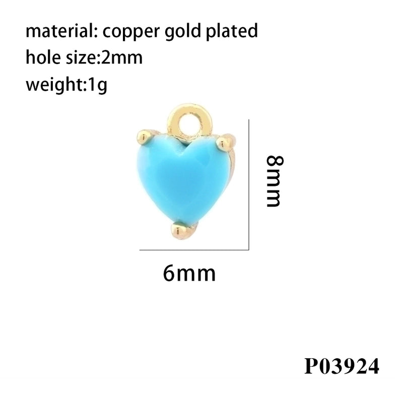 Romantic Minimalist Heart Shape Copper Plating Inlay Zircon 18k Gold Plated Valentine’s Day Charms