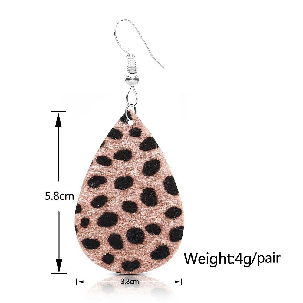Leopard Drop Tear PU Leather Earrings