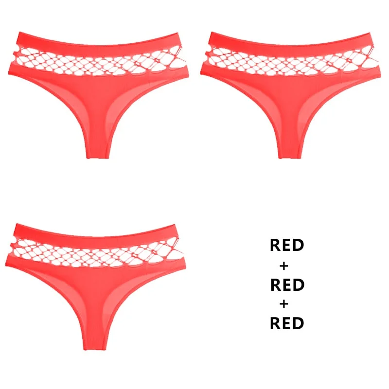 TERMEZY 3Pcs/Lot Hollow Out Lingerie Europe Seamless Sexy Panties Women  Elasticity Underwear Temptation Middle-waist G String