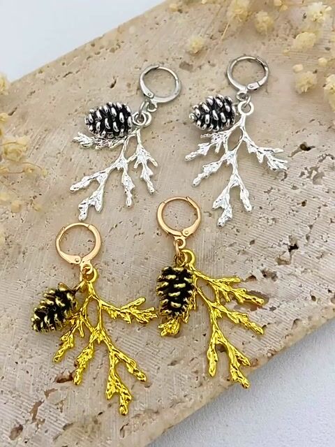 Twig and Pinecone Earrings