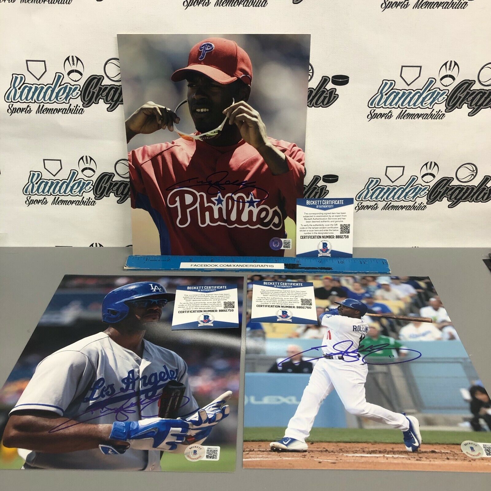 Pick (1): JIMMY ROLLINS SIGNED AUTOGRAPHED 8x10 BASEBALL Photo Poster painting BECKETT BAS COA