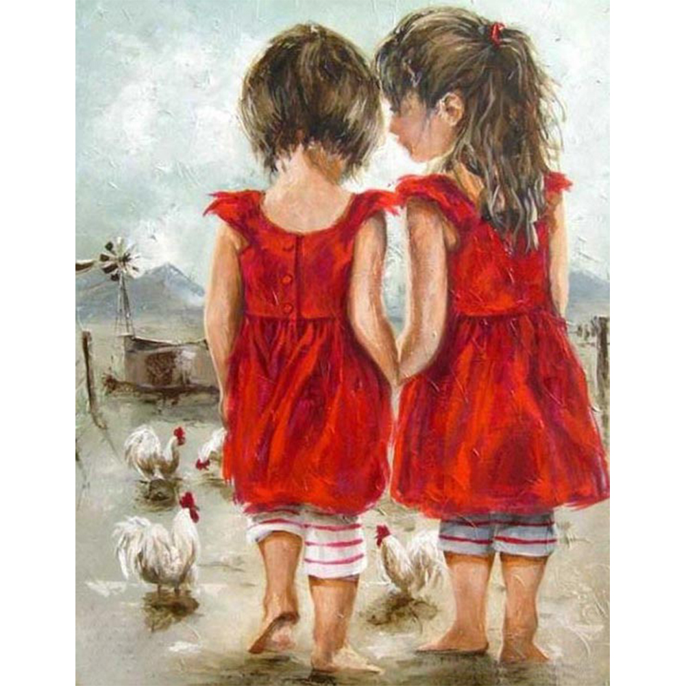 

Red Skirt Little Girl - Round Drill Diamond Painting - 30*40CM, 501 Original