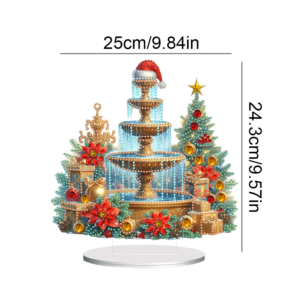 DIY Christmas Fountain Acrylic Special Shaped Diamond Painting Desktop Decor