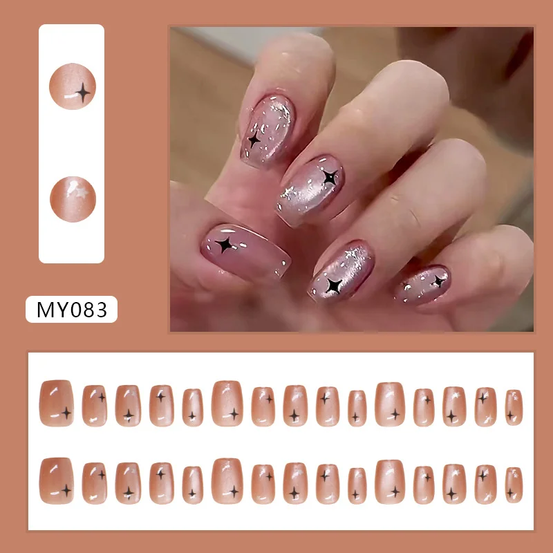 Churchf Churchf Eye Wearing Nail Star Flash Removable Nail Simple Ins Wind Short Nail Patch