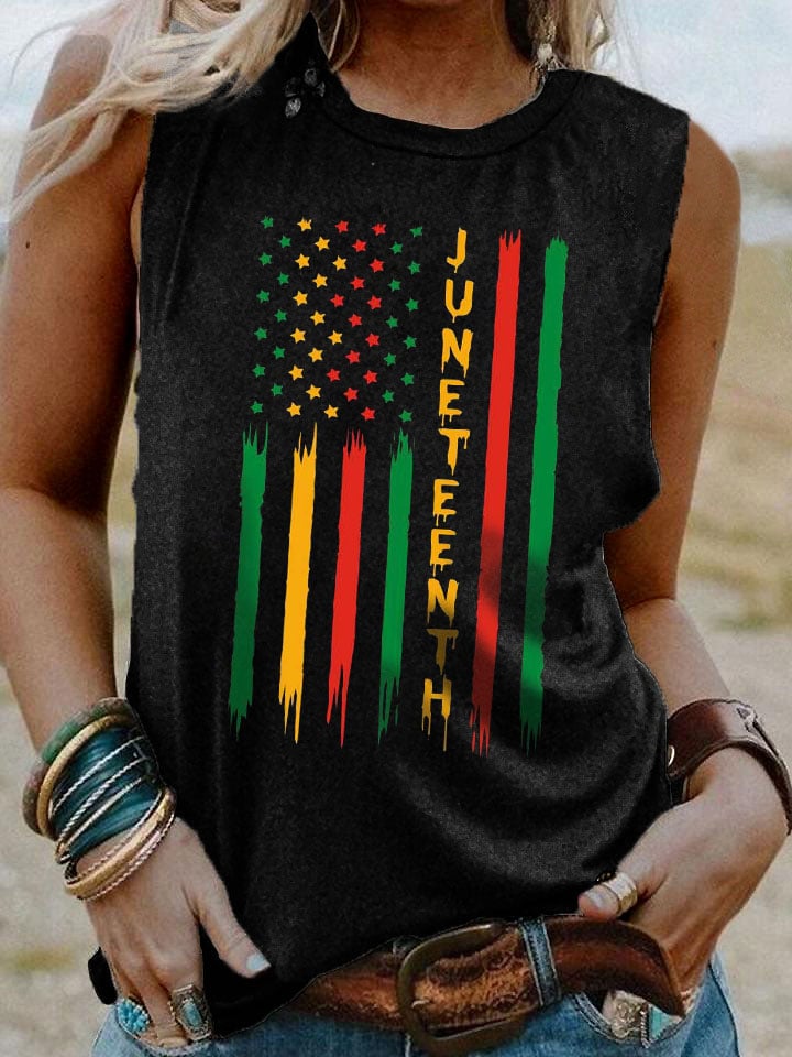 Women's Juneteenth Flag Print Sleeveless Tank Top