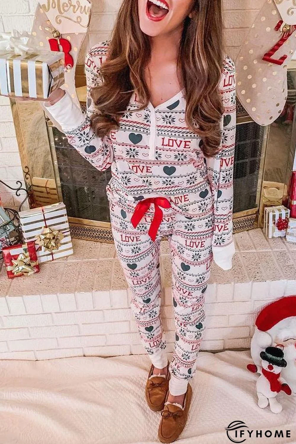 Christmas V-Neck Casual Two Piece Sets | IFYHOME