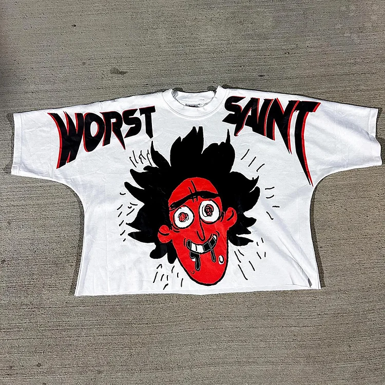 Vintage Worst Saint Drop Graphic Cotton T-Shirt SOPULA