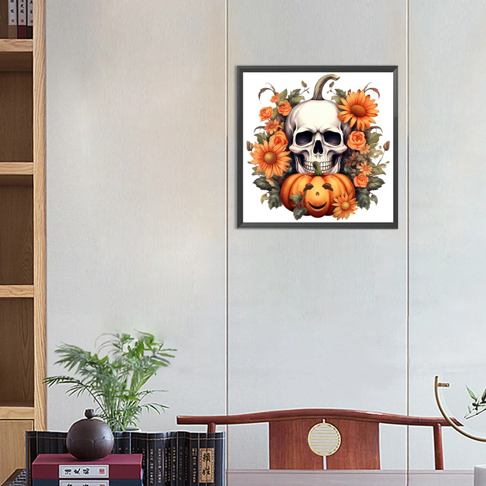 Diamond Painting - Full Round Drill - Pumpkin Skull(Canvas|30*30cm)