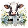 Flowers And Cow - 11CT Stamped Cross Stitch 50*50cm/19.69*19.69in