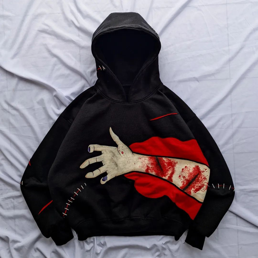 Bat Skull Print Long Sleeve Hoodies