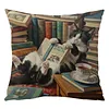 Cat Reading Time-Stamped Cross Stitch Pillow Cover Kit 11CT 3-Strand DIY Embroidery 45x45cm with Zipper tapestrymarket