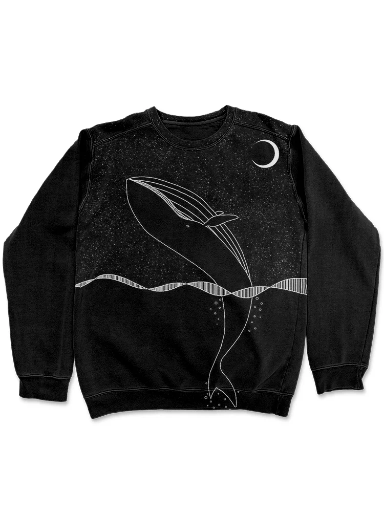 Space Whale Art Vintage Washed Sweatshirt