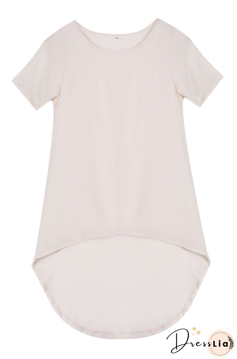 Plus Size Women Maxi T-shirt Tail Fashion Loose Short Sleeve Casual Beige Black Tee Top