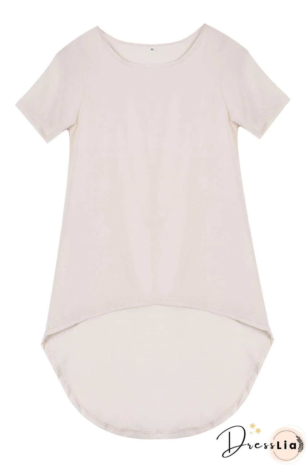 Plus Size Women Maxi T-shirt Tail Fashion Loose Short Sleeve Casual Beige Black Tee Top