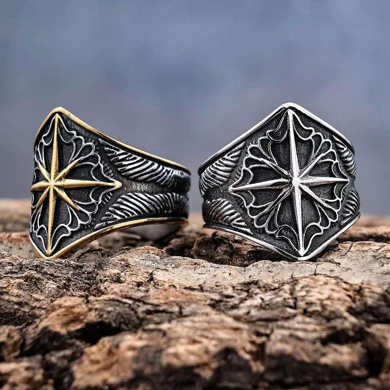 Personalized eight pointed star shaped ring